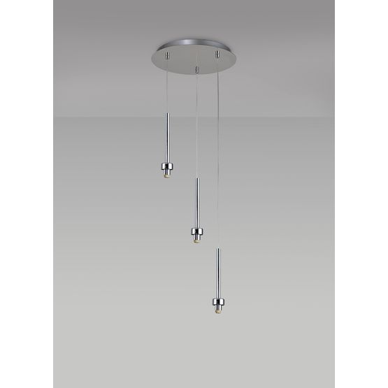 Ireine Polished Chrome 3 Light G9 Universal 2m Round Pendant, Suitable For A Vast Selection Of Glass Shades