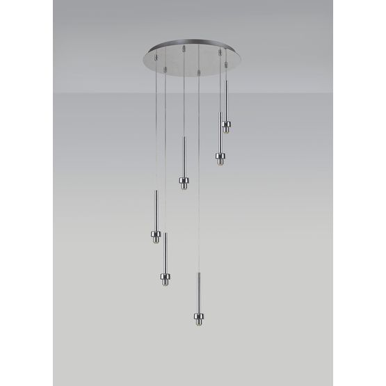 Ireine Polished Chrome 6 Light G9 Universal 2.5m Round Multiple Pendant, Suitable For A Vast Selection Of Glass Shades