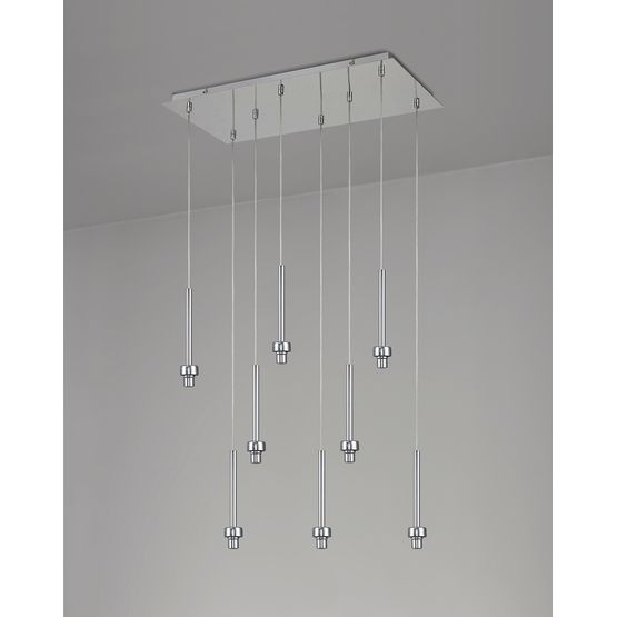 Ireine Polished Chrome 8 Light G9 Universal 2m Rectangle Multiple Pendant, Suitable For A Vast Selection Of Glass Shades