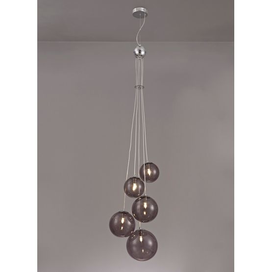 Rylee Pendant, 16 x G9, Polished Chrome/Smoked Glass