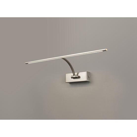 Pearl Large 1 Arm Wall Lamp/Picture Light, 1 x 10W LED, 3000K, 850lm, Satin Nickel,