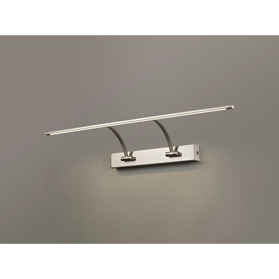 Pearl Small 2 Arm Wall Lamp/Picture Light, 1 x 14W LED, 3000K, 1070lm, Satin Nickel,