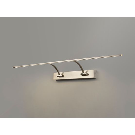 Pearl Large 2 Arm Wall Lamp/Picture Light, 1 x 16W LED, 3000K, 1200lm, Satin Nickel,
