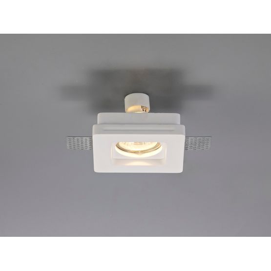 Samira Square Stepped Recessed Spotlight,  1 x GU10, White Paintable Gypsum, Cut Out: L:103mmxW:103mm