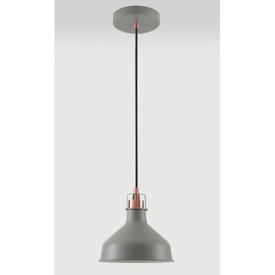 Bronx Small Pendant, 1 x E27, Sand Grey/Copper/White