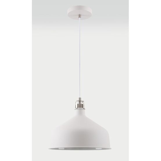 Bronx Medium Pendant Light in Sand White/Satin Nickel/White