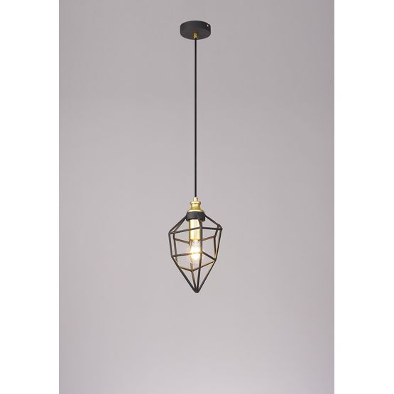Destiny Small Pendant, 1 x E27, Painted Gold &amp; Sand Black