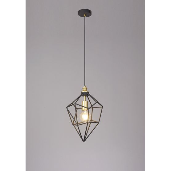 Destiny Medium Pendant, 1 x E27, Painted Gold &amp; Sand Black
