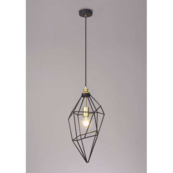 Destiny Large Pendant, 1 x E27, Painted Gold &amp; Sand Black