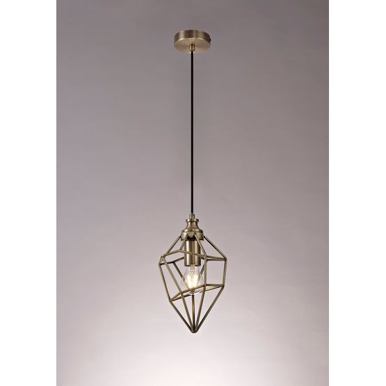 Destiny Antique Brass Small Pendant Light with 1 x E27 Socket