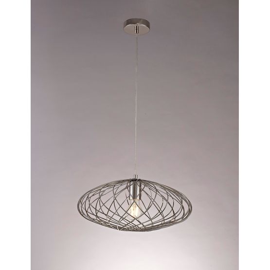 Lyla Elliptical Sphere Pendant, 1 x E27, Polished Nickel
