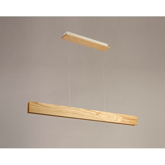 Asia Linear Pendant , 2 x 20W LED, 3000K, 1662lm, Oak, Matt White,