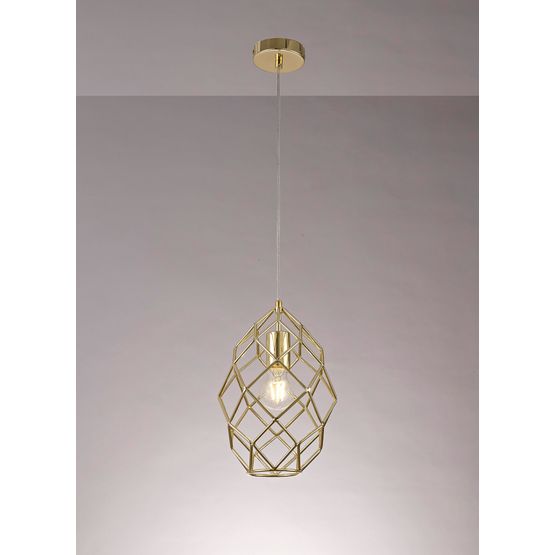 Evie Curved Cylinder Pendant, 1 x E27, Polished Brass