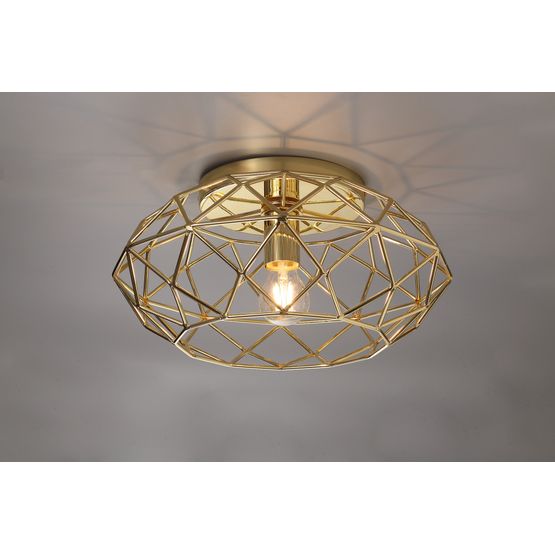 Evie Polished Brass Flush Ceiling Light for E27 Bulb