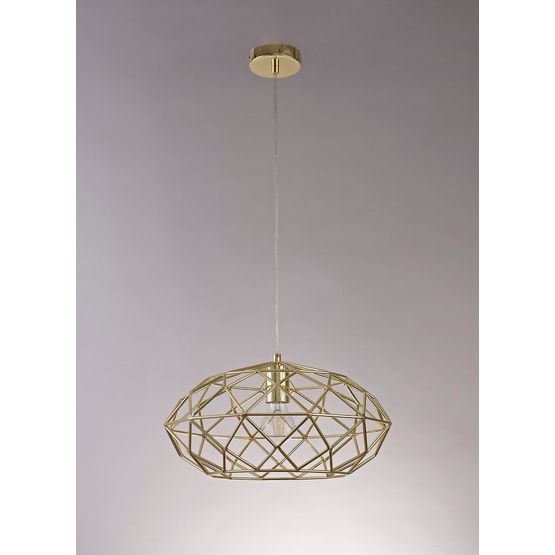 Evie Elliptical Sphere Pendant, 1 x E27, Polished Brass