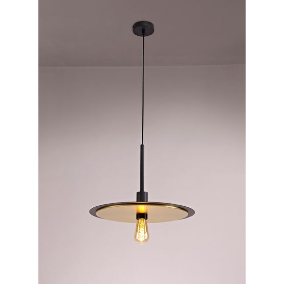 Thalia Single 3 In1 Ceiling Flush, Semi-Flush &amp; Pendant Light, 1 Light Adjustable E27, Black/Gold