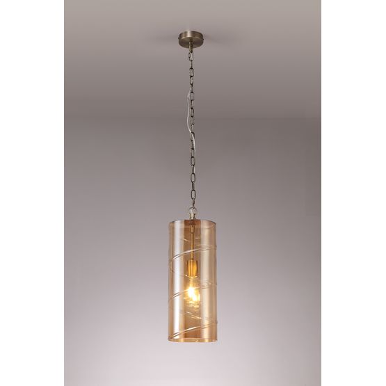 Lisa Pendant, 1 Light E27, Antique Brass/Amber