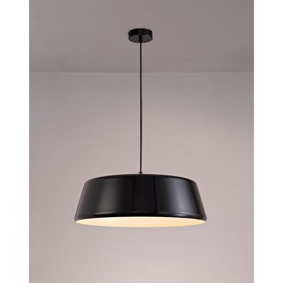 Kamila Single Large Pendant, 1 Light Adjustable E27, Gloss Black/Gloss White