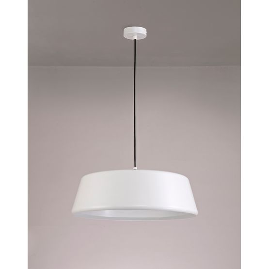 Kamila Single Large Pendant, 1 Light Adjustable E27, Gloss White/Gloss White