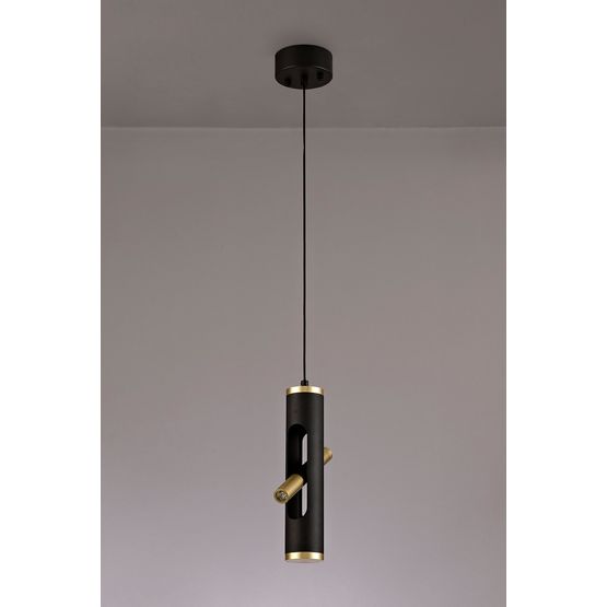 Aoife Pendant, 2 x 2W LED, 3000K, 560lm, Sand Black/Gold,