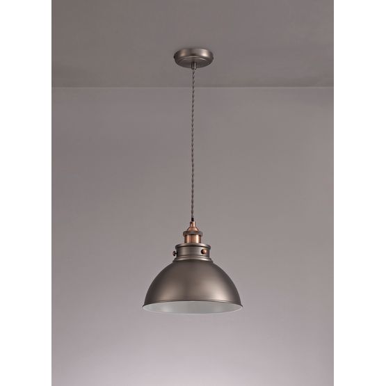 Cornelia Medium Pendant, 1 x E27, Antique Silver/Copper/White