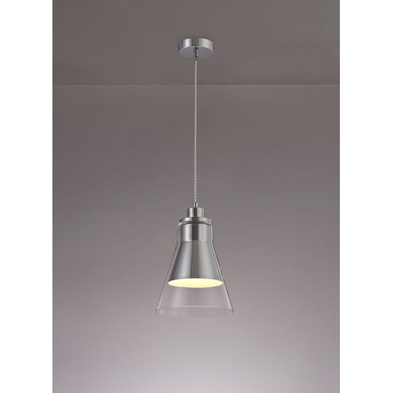 Hannah Pendant, 1 x E27, Polished Chrome/Clear Glass