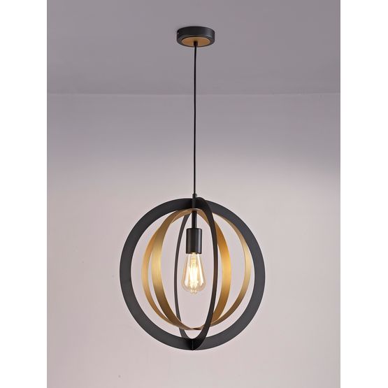 Rosie Pendant, 1 x E27, Black/Satin Gold