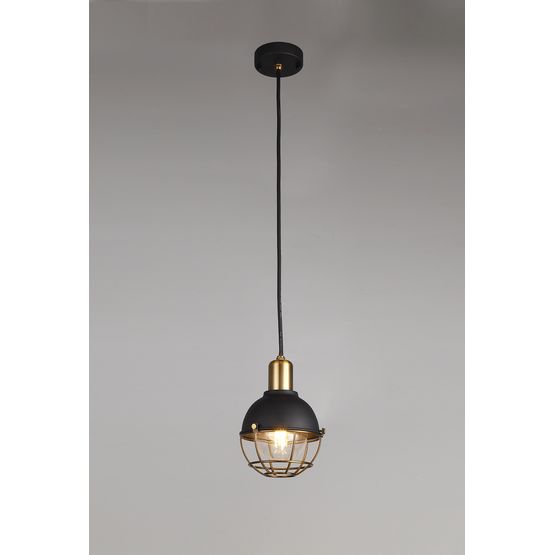 Leanne Pendant, 1 Light E27, IP65, Matt Black/Brushed Bronze, 2yrs Warranty