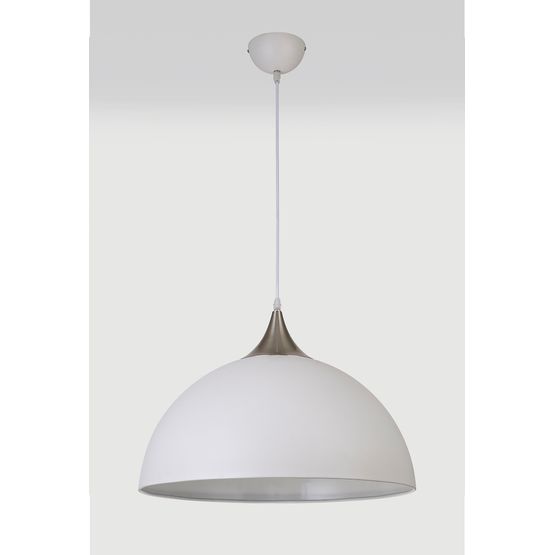 Alicia 50cm Large Pendant, 1 x E27, Sand White/Satin Nickel
