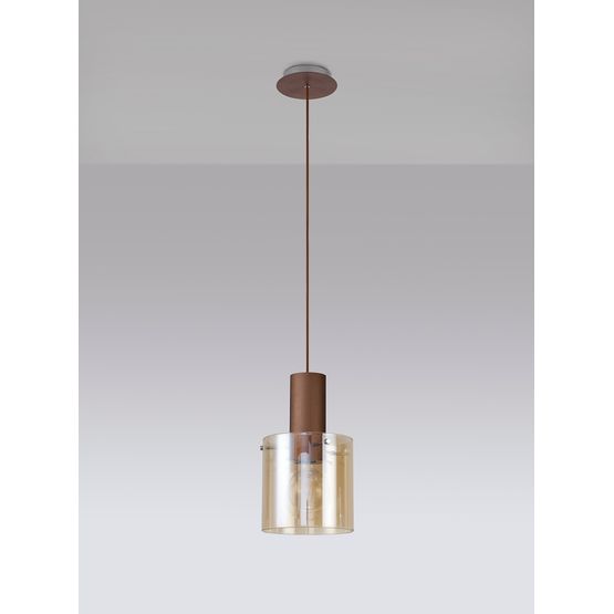 Brita Adjustable E27, Mocha/Amber Glass Single Pendant Light