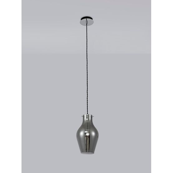 Zelda Pendant 17cm Round, 1 x E27, Chrome &amp; Smoke