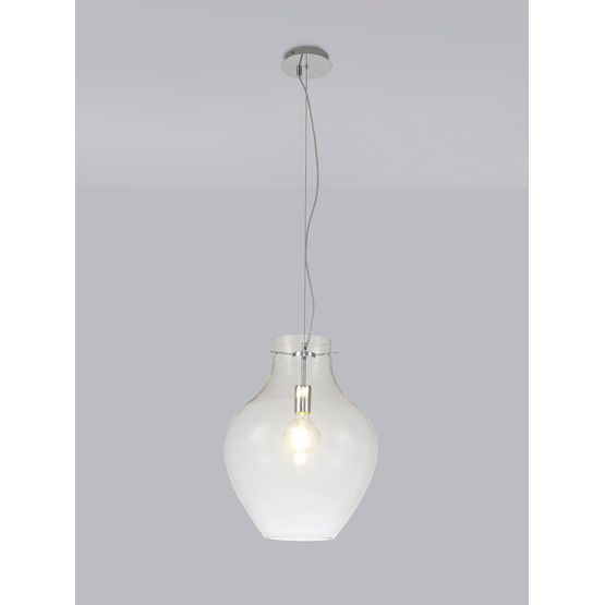 Zelda Pendant 38cm Round, 1 x E27, Chrome &amp; Clear