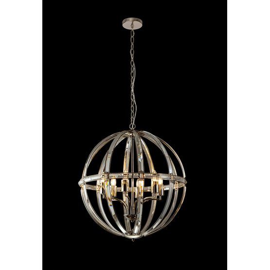 Christina Large Round Pendant, 6 Light E27, Polished Nickel