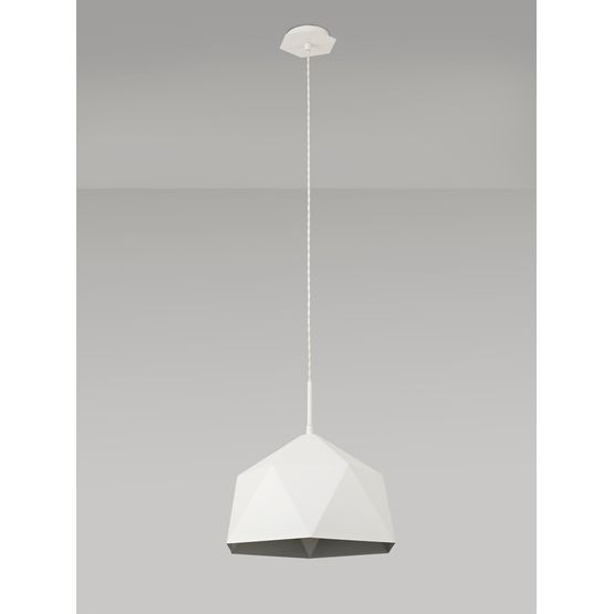 Isla Single Pendant, 1 Light Adjustable E27, White/Silver Inner
