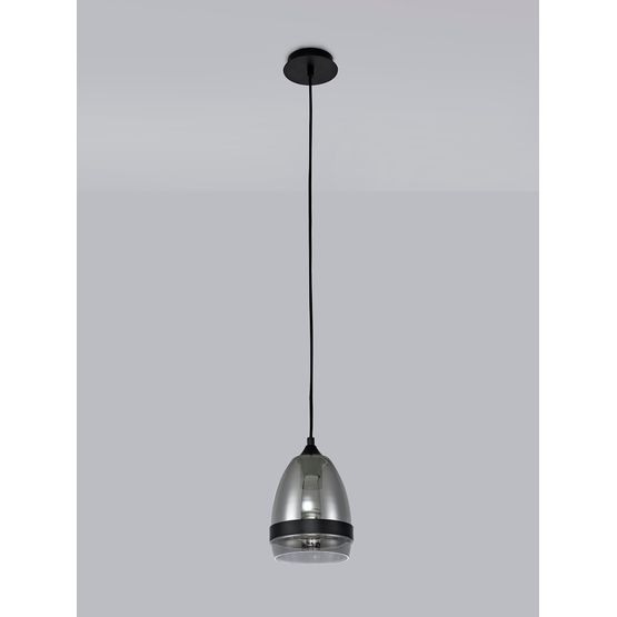 Kerry Pendant 15cm Cone, 1 x E27 (Max 20W), Matt Black &amp; Smoke