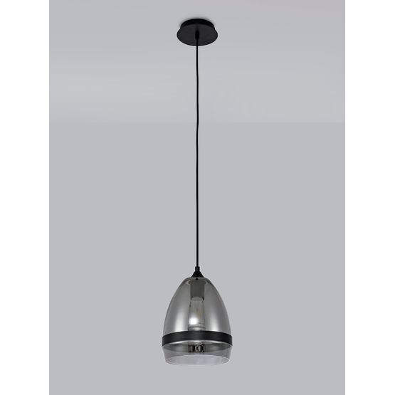 Kerry Pendant 20cm Cone, 1 x E27 (Max 20W), Matt Black &amp; Smoke