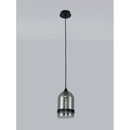 Kerry Pendant 15cm Dome, 1 x E27 (Max 20W), Matt Black &amp; Smoke