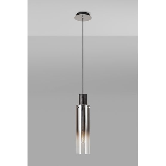 Brita Slim 1 Light Adjustable E27 Single Pendant, Black/Smoke Fade Glass