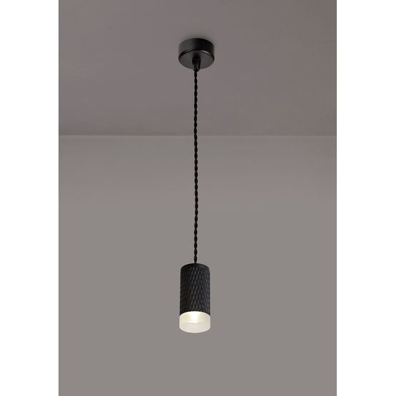 Sienna 1 Light 11cm Pendant Light GU10, Sand Black/Acrylic Ring
