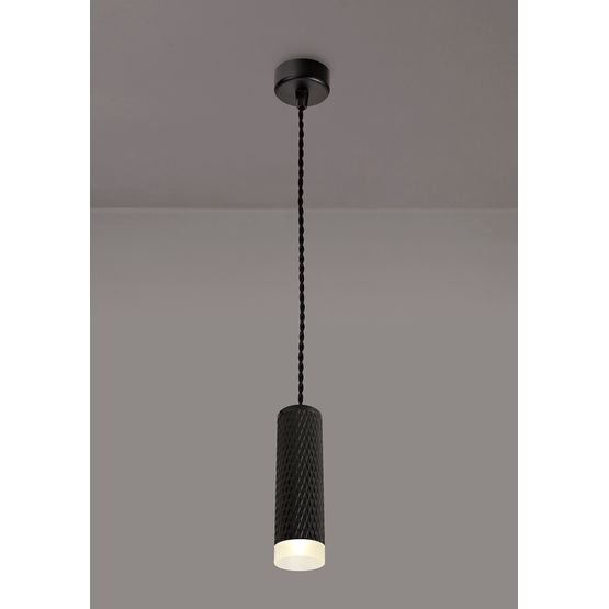 Sienna 1 Light 20cm Pendant Light GU10, Sand Black/Acrylic Ring