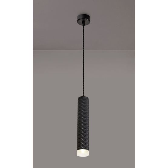 Sienna 1 Light 30cm Pendant Light GU10, Sand Black/Acrylic Ring