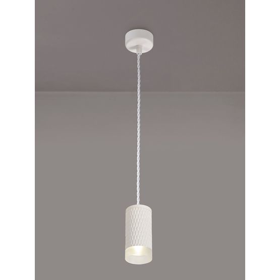 Sienna 1 Light 11cm Pendant Light GU10, Sand White/Acrylic Ring