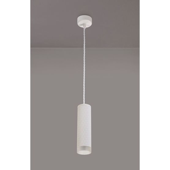 Sienna 1 Light 20cm Pendant Light GU10, Sand White/Acrylic Ring