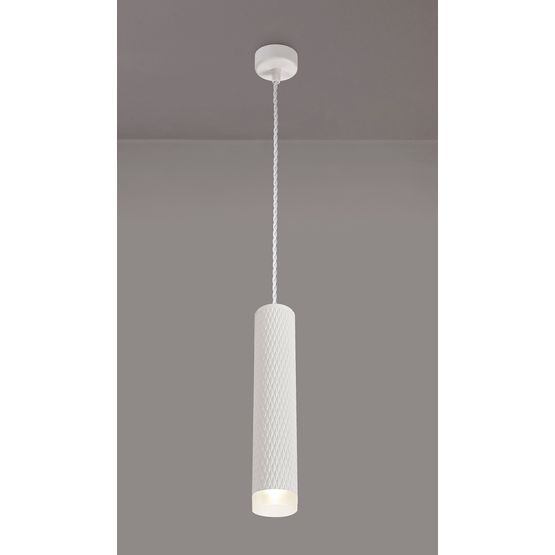 Sienna 1 Light 30cm Pendant Light GU10, Sand White/Acrylic Ring