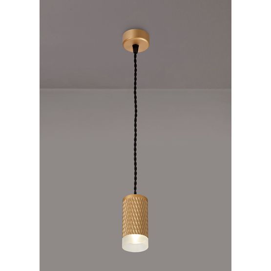 Sienna 1 Light 11cm Pendant Light GU10, Champagne Gold/Acrylic Ring