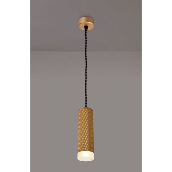 Sienna 1 Light 20cm Pendant Light GU10, Champagne Gold/Acrylic Ring