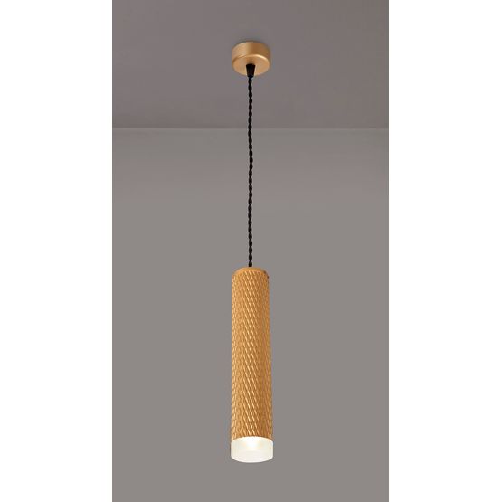 Sienna 1 Light 30cm Pendant Light GU10, Champagne Gold/Acrylic Ring