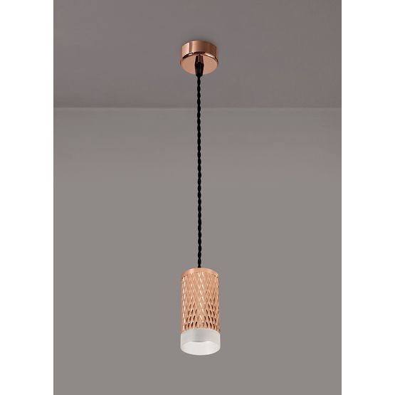 Sienna 1 Light 11cm Pendant Light GU10, Rose Gold/Acrylic Ring