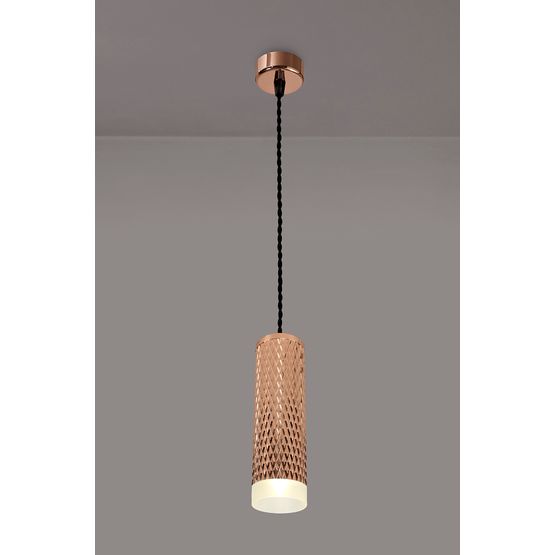 Sienna 1 Light 20cm Pendant Light GU10, Rose Gold/Acrylic Ring