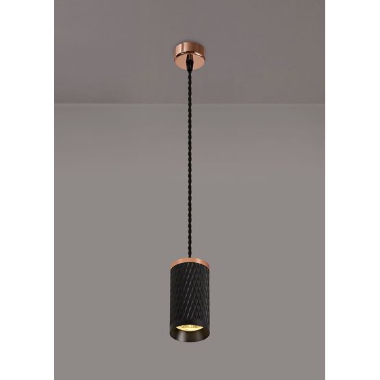 Sienna 1 Light 11cm Pendant Light GU10, Rose Gold/Sand Black